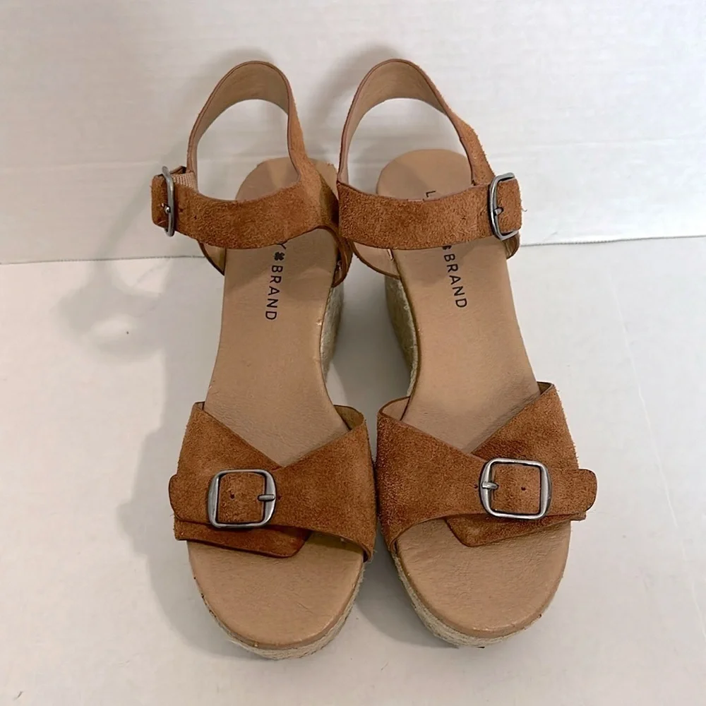 Lucky Brand Women's Naveah leather Sandals Brown Size 8 M GUC